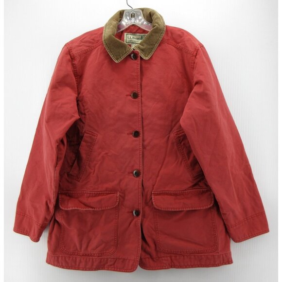 LL Bean Jacket Large Barn Chore Coat Button Up Field Corduroy Collar - Picture 1 of 11